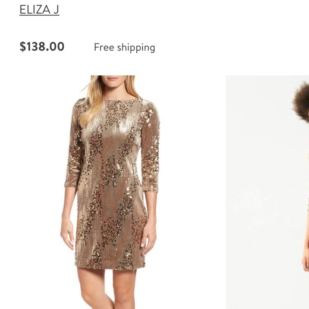 Eliza J | Gold Velvet And Sequin Dress